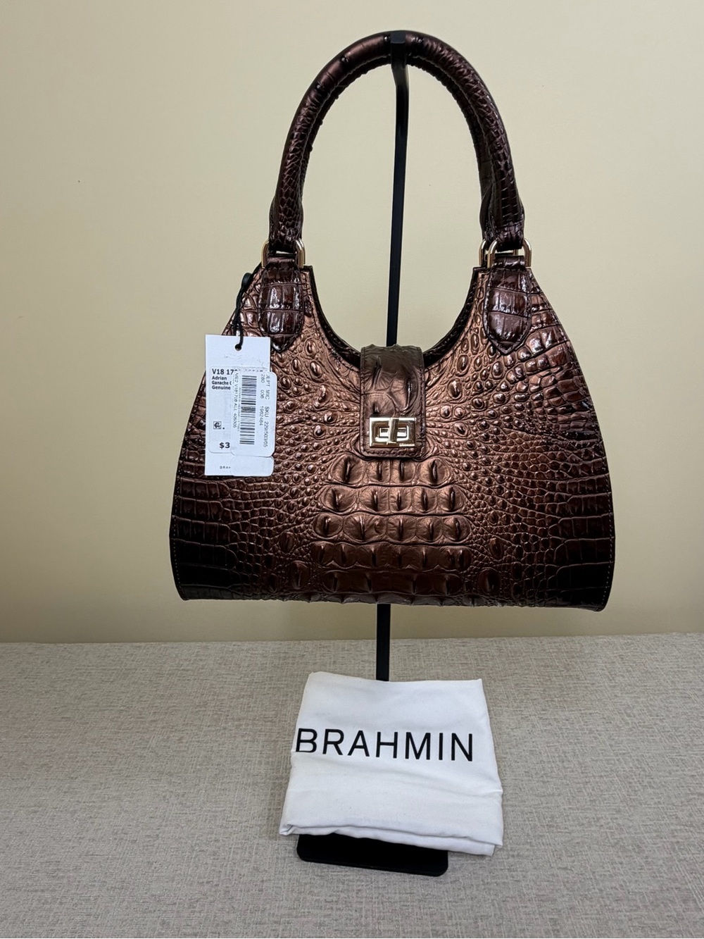 Brahmin Ganache Ombre Melbourne Small Adrian Metallic Brown Shoulder Bag NWT